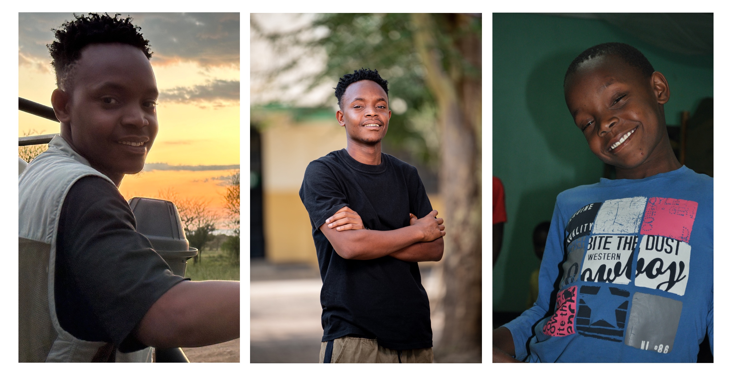 Left to Right: Amri as Cari’s tour guide in 2023; Amri reuniting with his friends at Good Hope Orphanage in 2023, and Cari meeting Amri in 2013 when he was 12 years old.
