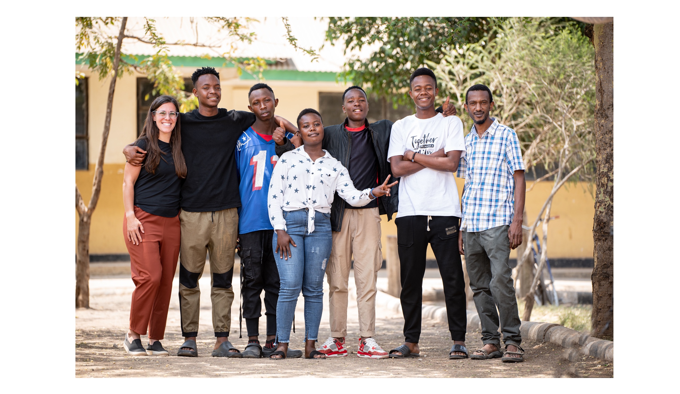 Left to Right: Cari, Amri, Mohammed, Janeth, Wilfred, Swaif and Ally (manages Good Hope Orphanage and Primary School) reuniting at Good Hope after 10 years. A magical moment for everyone

